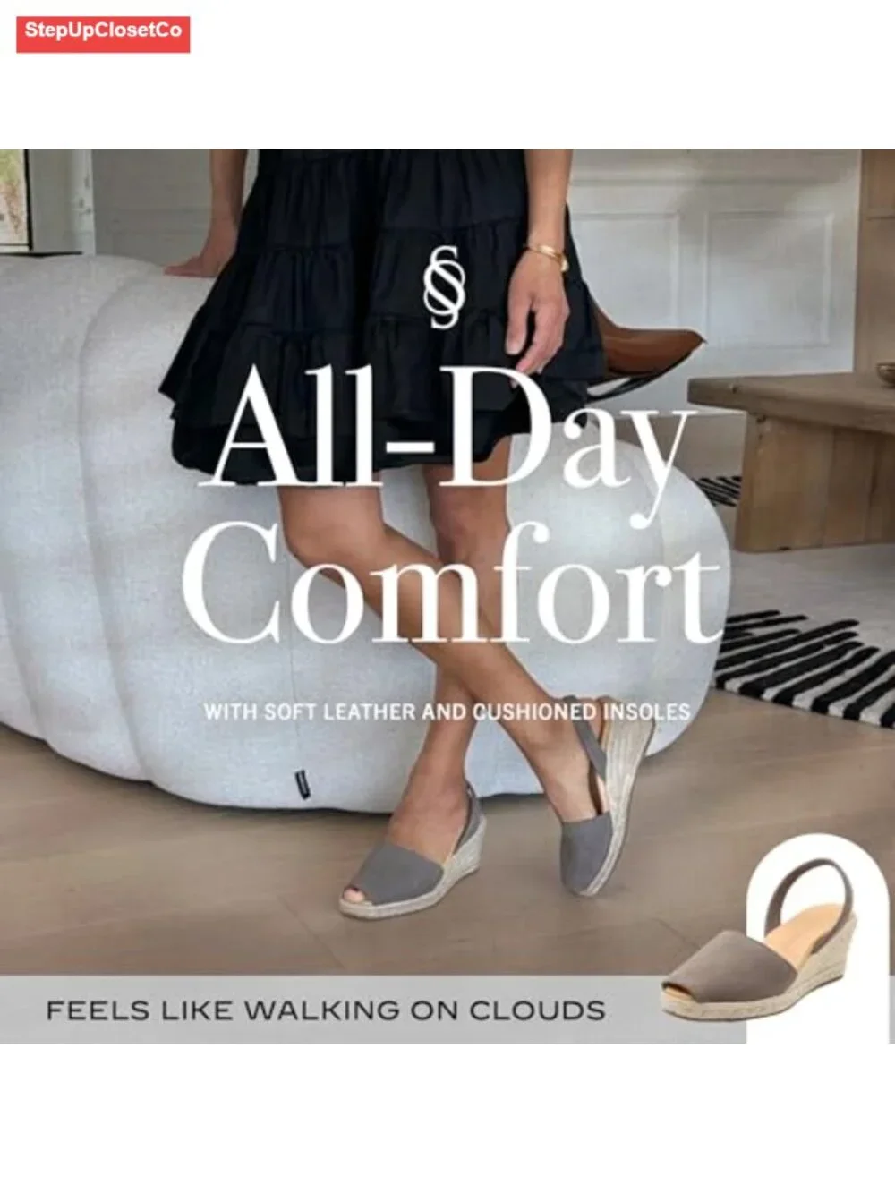 Espadrille Wedge Sandals, Soft Leather Peep Toe, Slip On Summer Shoes